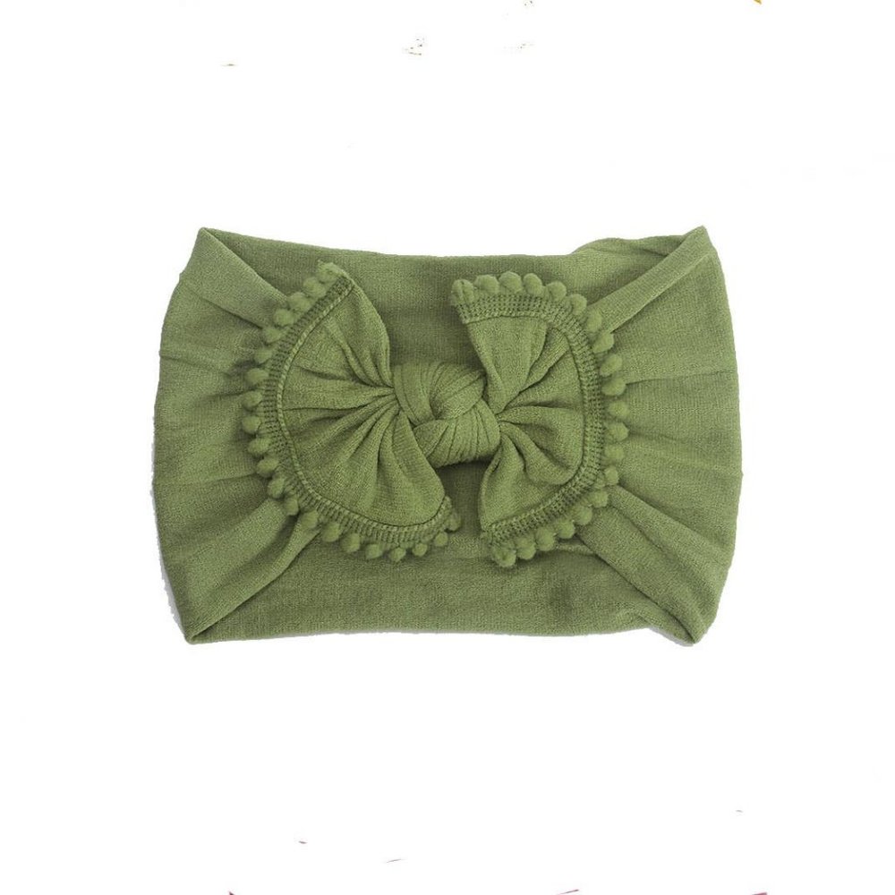 Olive Pom Pom Headband